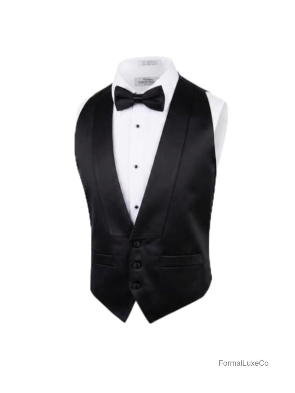 Men's Satin Backless Tuxedo Vest & Pre-Tied Bow Tie Set